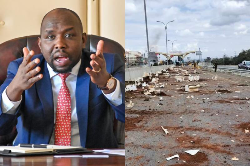 Photocollage of CS Kipchumba Murkomen and Nairobi Expressway.